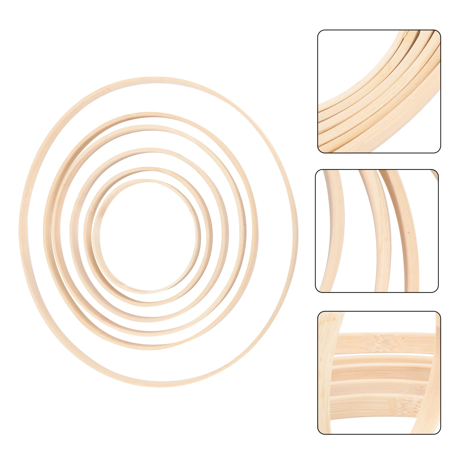 

6 Pcs Bamboo Hoop Embroidery Stretch Small Decorations Making Diy Wedding Wreath Frame Craft Loop Circular Design Long Lasting