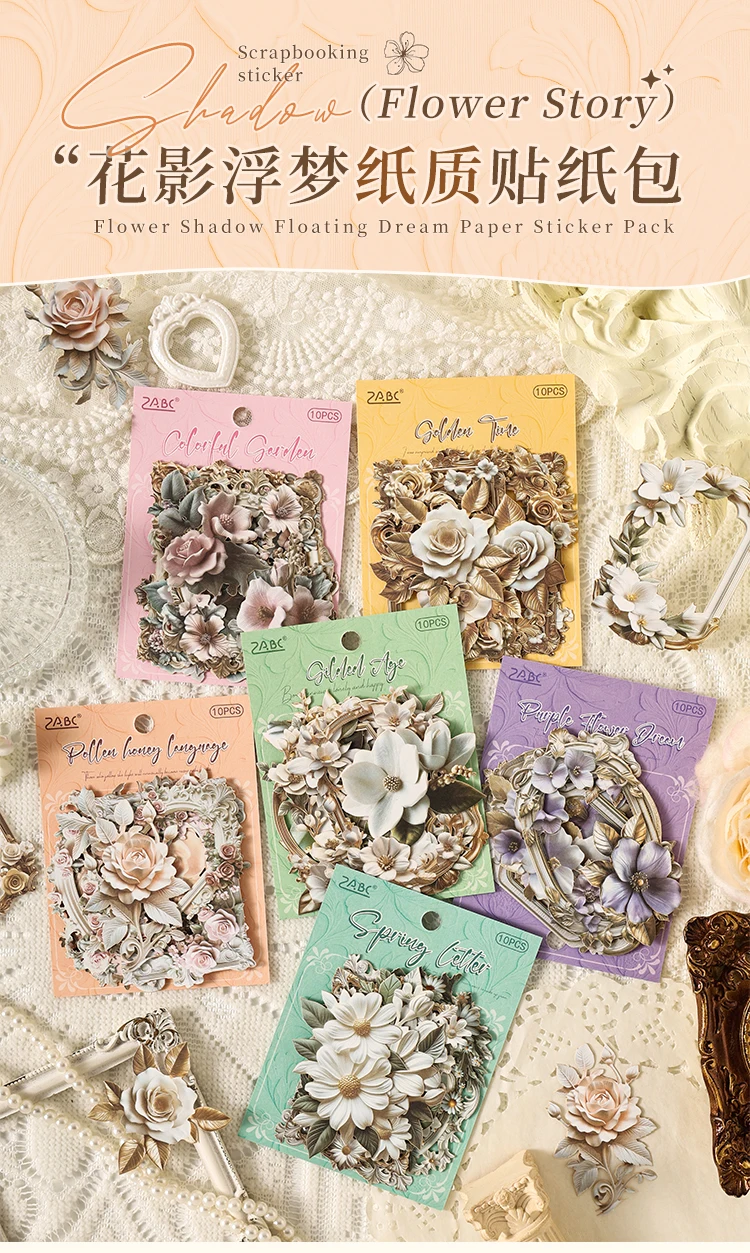 Journal GO Scrapbooking DIY 3D-Aufkleber, Blumenalbum, Journaling-Zubehör, Hobby-Album, Karte, DIY, florale Aufkleber, 10 Stück – Detail 1