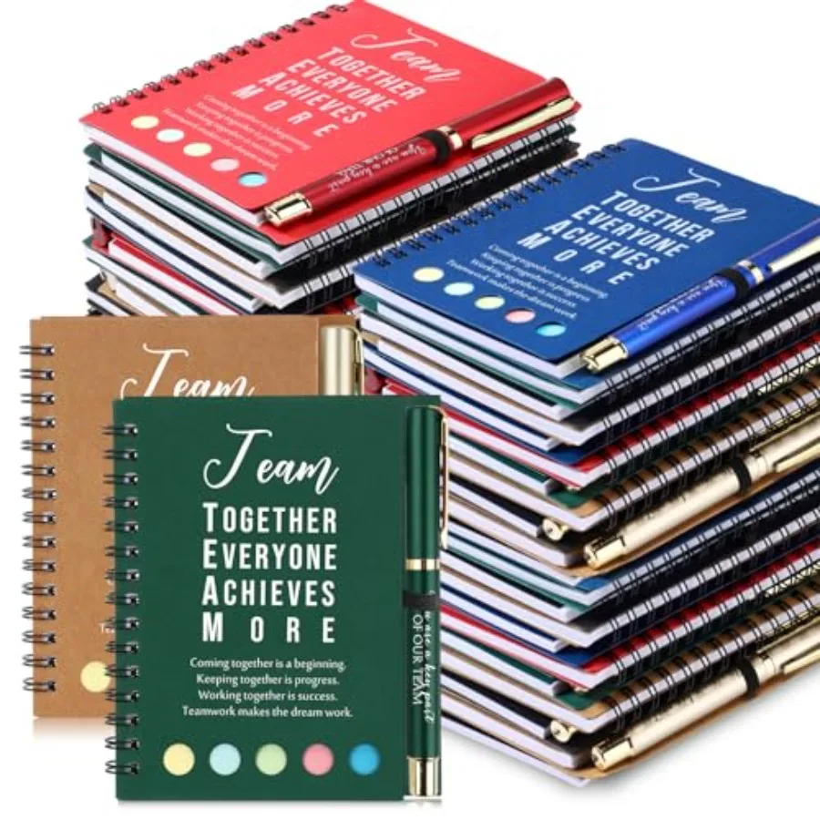 

25 Sets Team Employee Appreciation Team Gifts Bulk Inspirational Spiral Notebook Journal with Sticky Notepad Ballpoint Pen Than