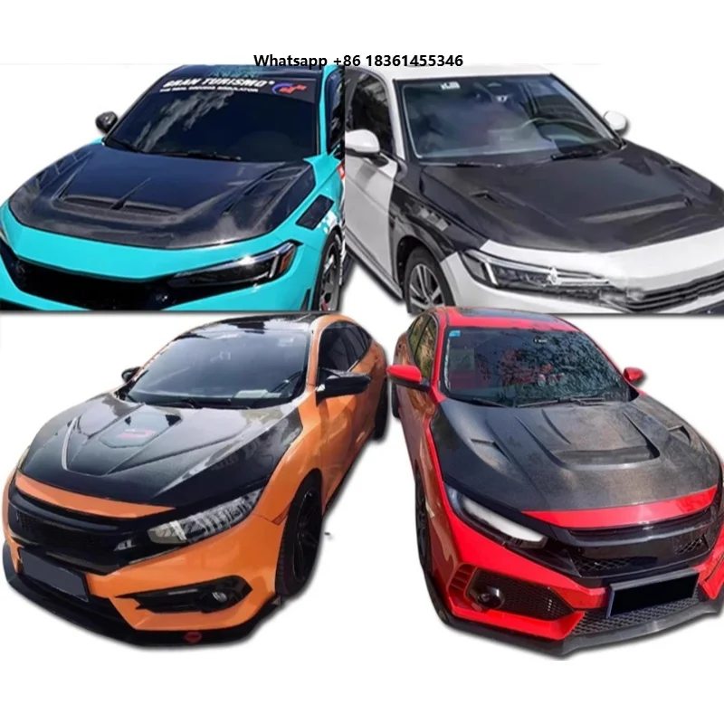 

For 10th 11st 2016-2022 Modified Light Weight Hood Car Bonnet Carbon fiber Engine cover