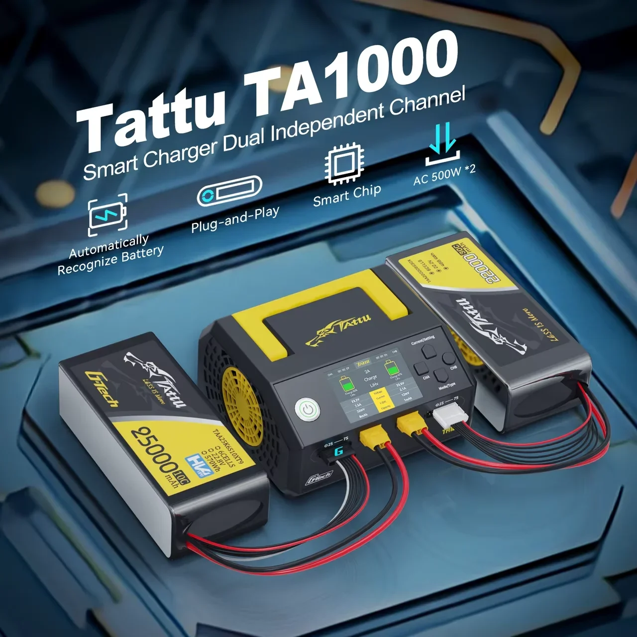 Tattu TA1000 G-Tech شاحن ثنائي القناة 25A * 2 1000W لبطارية الطائرة بدون طيار 1S-7S #5
