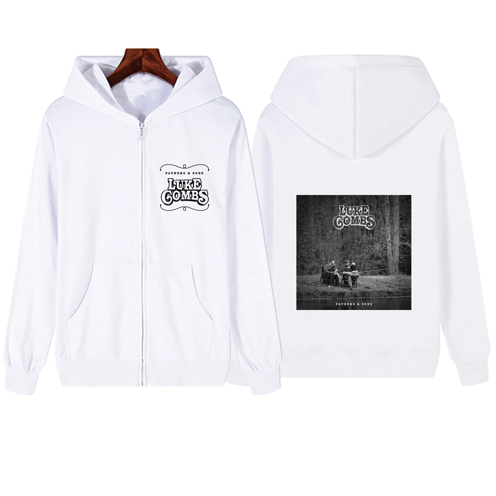 Luke Combs Fathers & Sons 2024 Zipper Hoodie Harajuku Music Fans Gift Casual Pullover Sweatshirts Tops V-Neck Streetwear