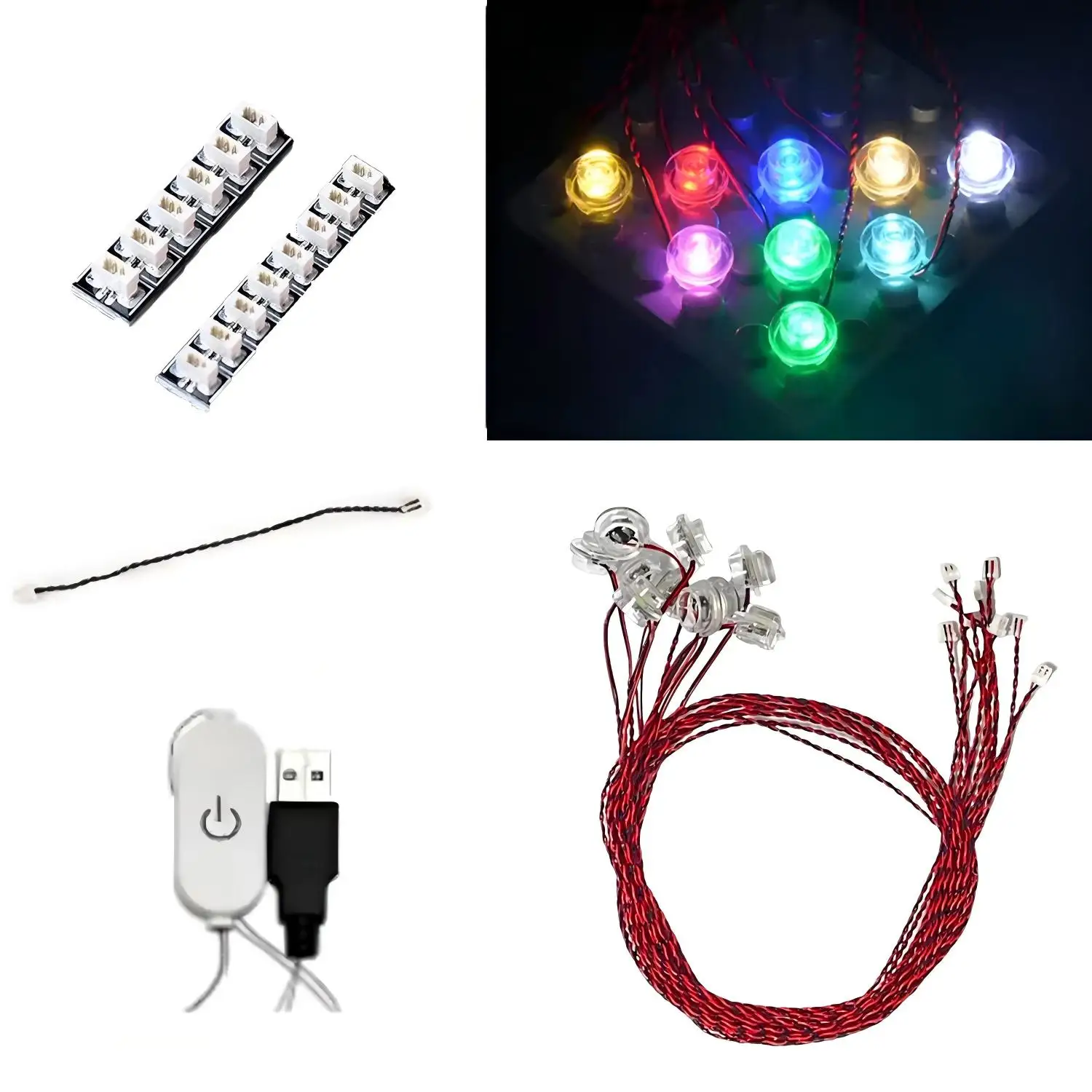 LYBMTWF 10pcs 1X1 Round light building Block lighting Kit, LED lighting bricks, DIY building block lighting（Touch version）