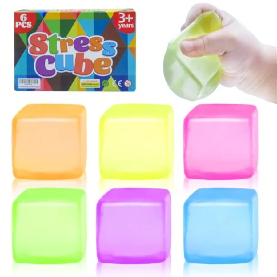 6er-Pack Stress-Würfel Quetschbare Stressbälle für Erwachsene, Sensorische Fidget-Spielzeuge zur Angst- und Stresslinderung, Beruhigende Spielzeuge Langsam Aufsteigend
