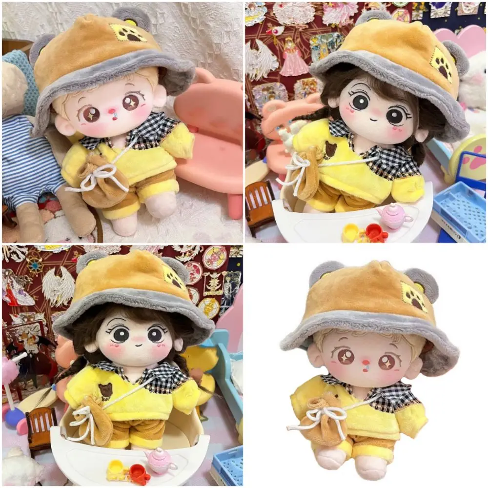 

20CM Doll Clothes Cartoon Honey Pot Bear Doll Accessories Doll Cap Blouse Pants Bag Set Cosplay Photo Props