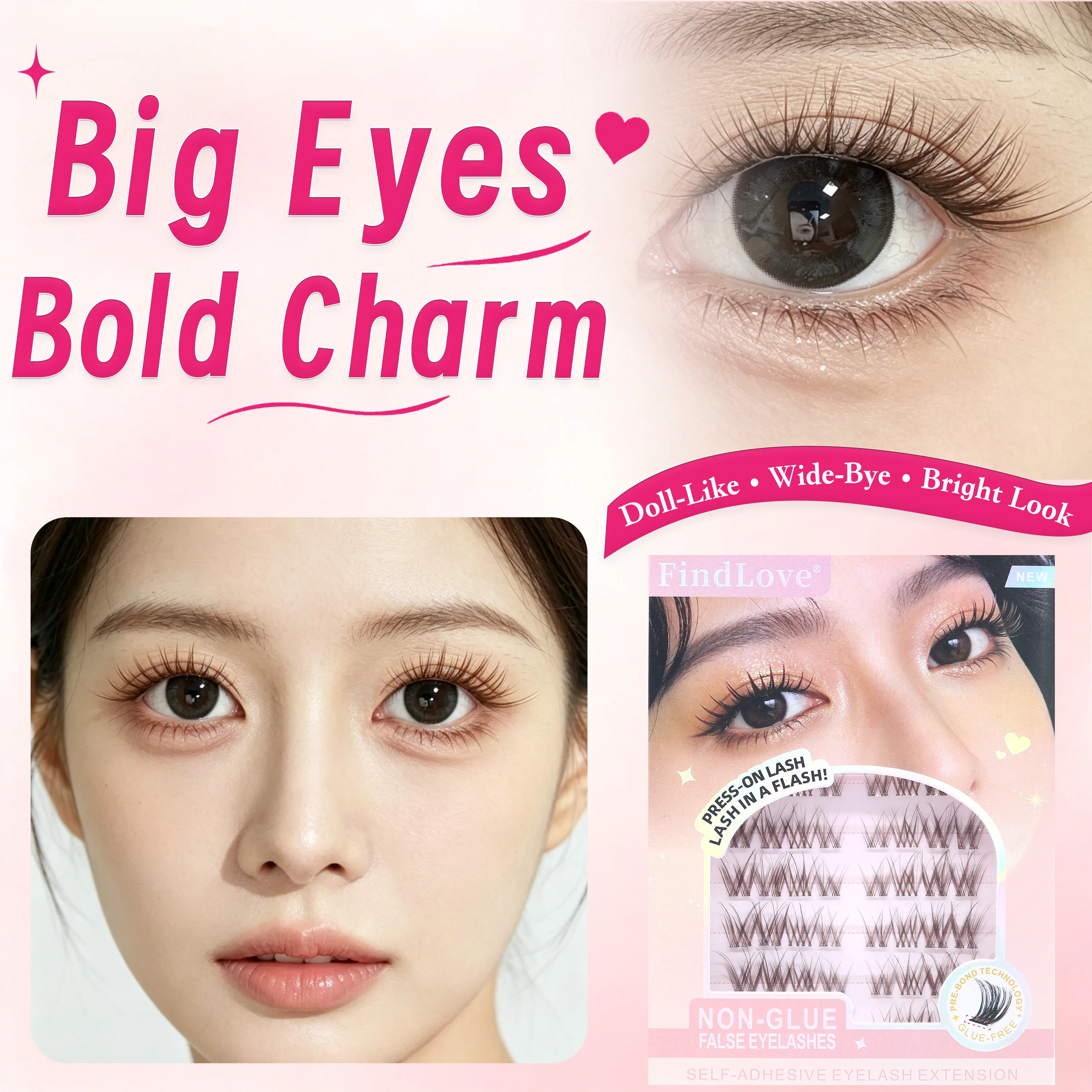 64 クラスター DIY グルーフリーまつげエクステンション - Eyelash Extension For Big Eyes のレビューと価格