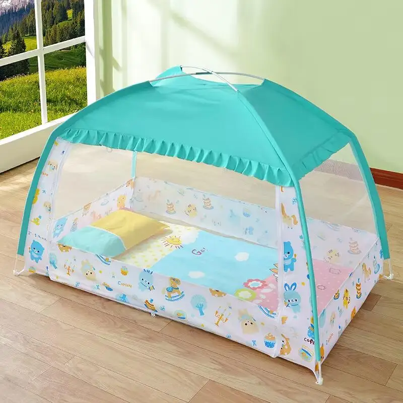Mosquitera de yurta de fondo completo de verano, tienda de campaña para dormir para niños, mosquitera para cama de bebé de gran espacio, dosel para cuna de bebé de 0 a 8 años