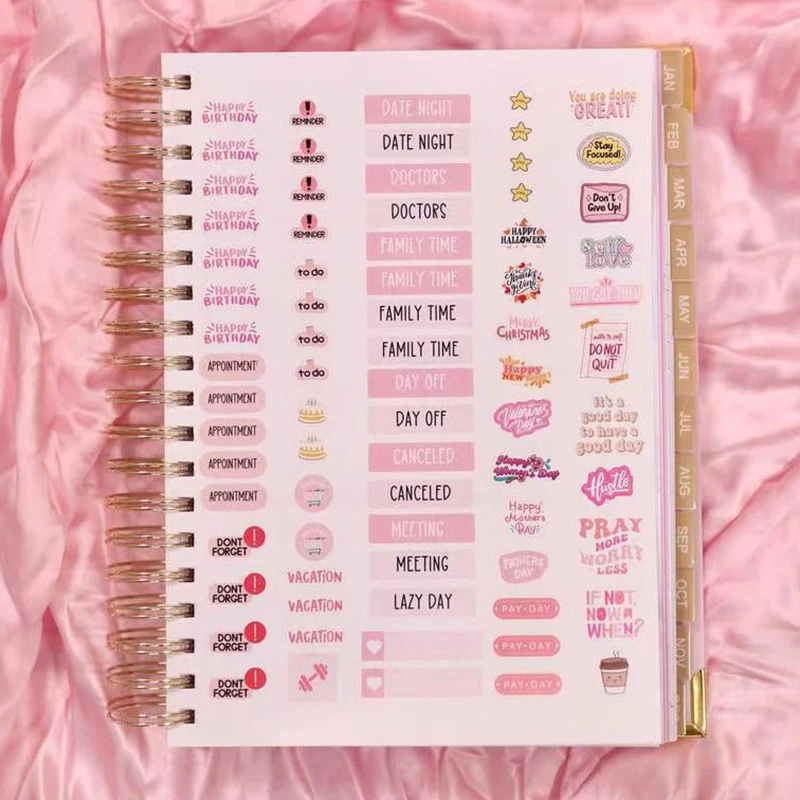 مخطط سنوي 2025 لمدة 12 شهرًا، مخطط يومي أسبوعي وشهري، مخطط مفكرة ميزانية حلزونية للوازم المكتبية المدرسية