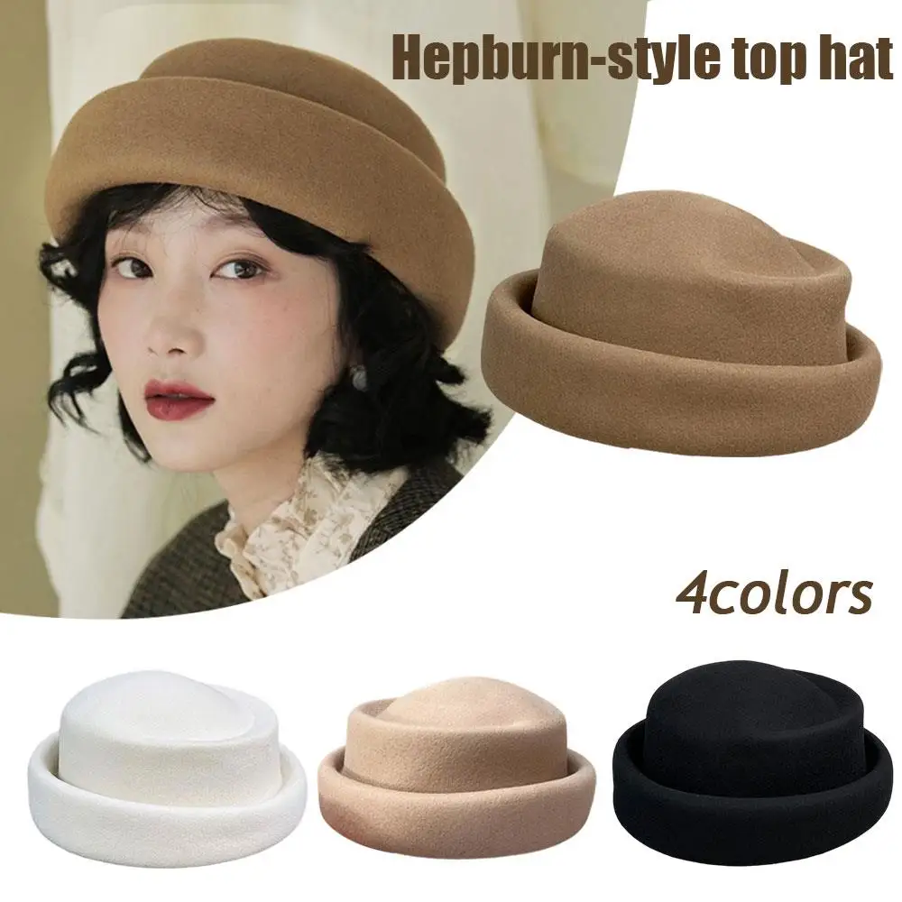 

Fedora Hat Runway Style Top Hat Wool Topper French Elegant Retro Fashion Women Autumn And Winter Beret Designer Princess Hat