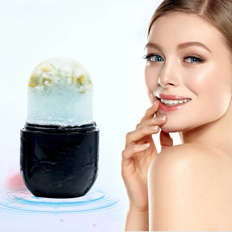 Cura della pelle Bellezza Lifting Contouring Strumento Vassoi per cubetti di ghiaccio in silicone Globo di ghiaccio Palline di ghiaccio Massaggiatore viso Rullo facciale Ridurre l'acne