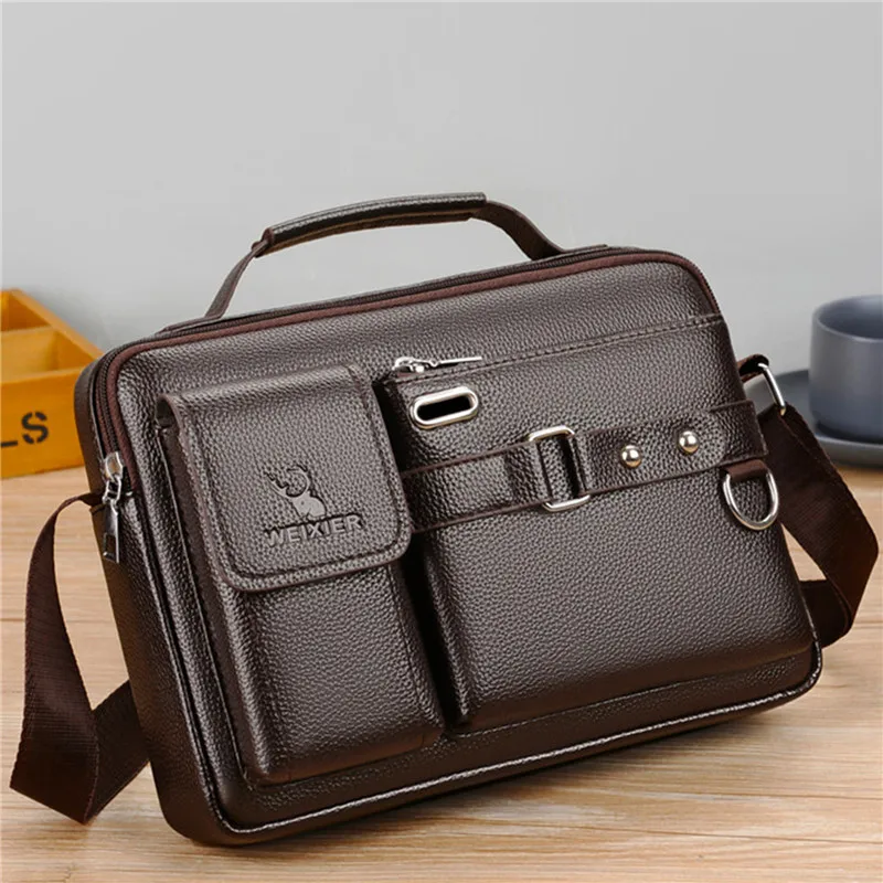 

2024 New Men Shoulder Bag for 10.4" Ipad PU Leather Business Handbags Men Messenger Bags Fashion Man Crossbody Bag