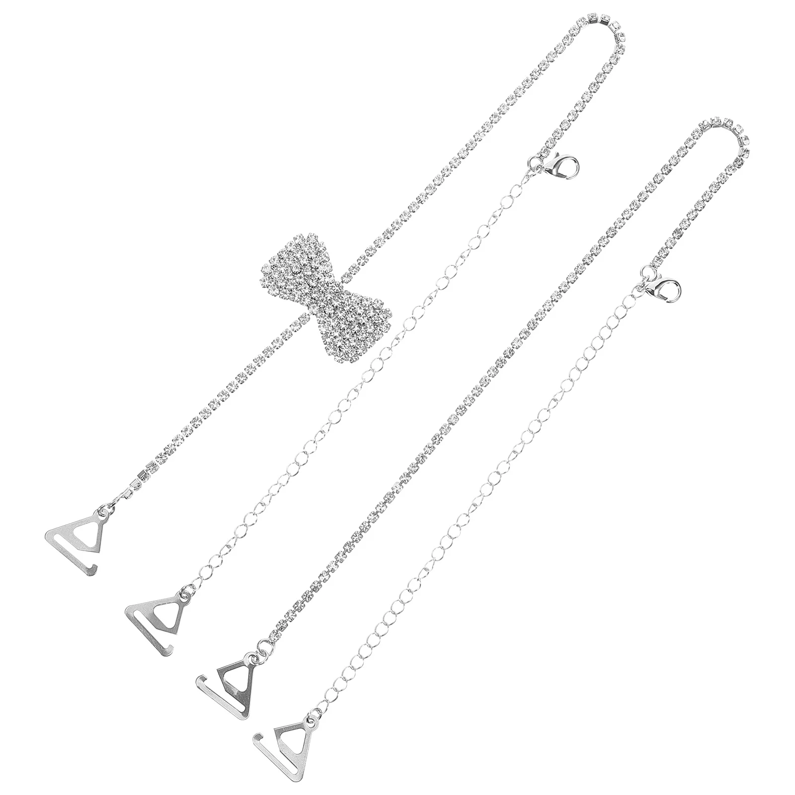 

1Pair Invisible Bra Shoulder Straps Rhinestone Decorative Bling Adjustable Non-Slip Replacement Bowknot Strap for Women