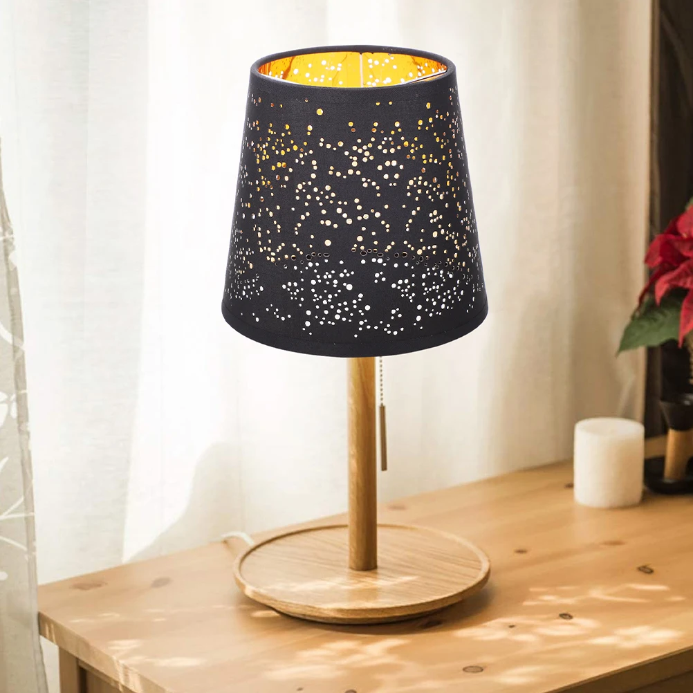 

2pcs Cloth Lamp Shades Hollow Out Black Table Lampshade Replacement Floor Lamp Shade Small Modern Light Covers For Bedroom