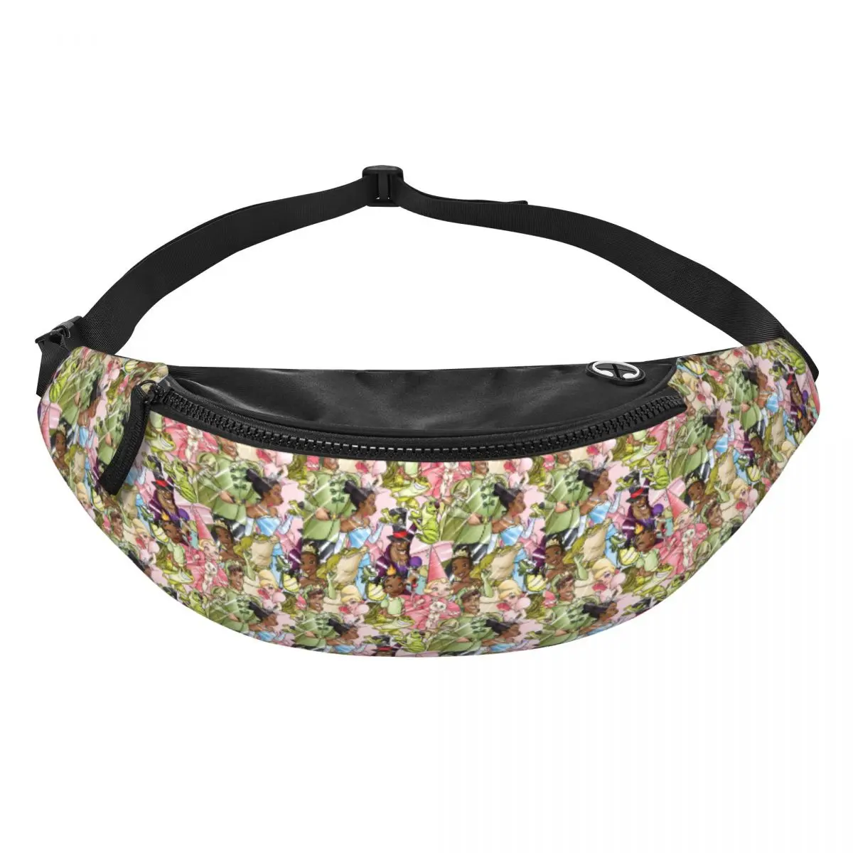 

Custom The Princess Cartoon And The Frog Fanny Pack Men Women Crossbody Waist Bag for Travel Hiking Phone Money Pouch