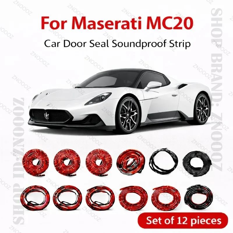 

For Maserati Mc20 Car Door Seal Strip Rubber Double Layer Soundproof Dustproof Waterproof Door Weatherstrip 12PCS Set