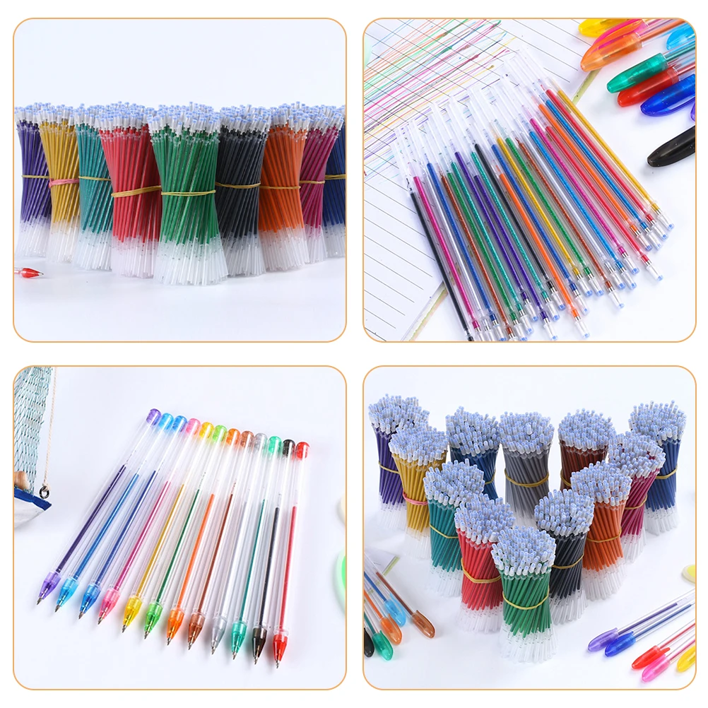 100Pcs Glitter Pen Refills Plastic Long-Lasting Signature Pen Ink Refills Replacements Office Stationery Glitter Pens for Adults