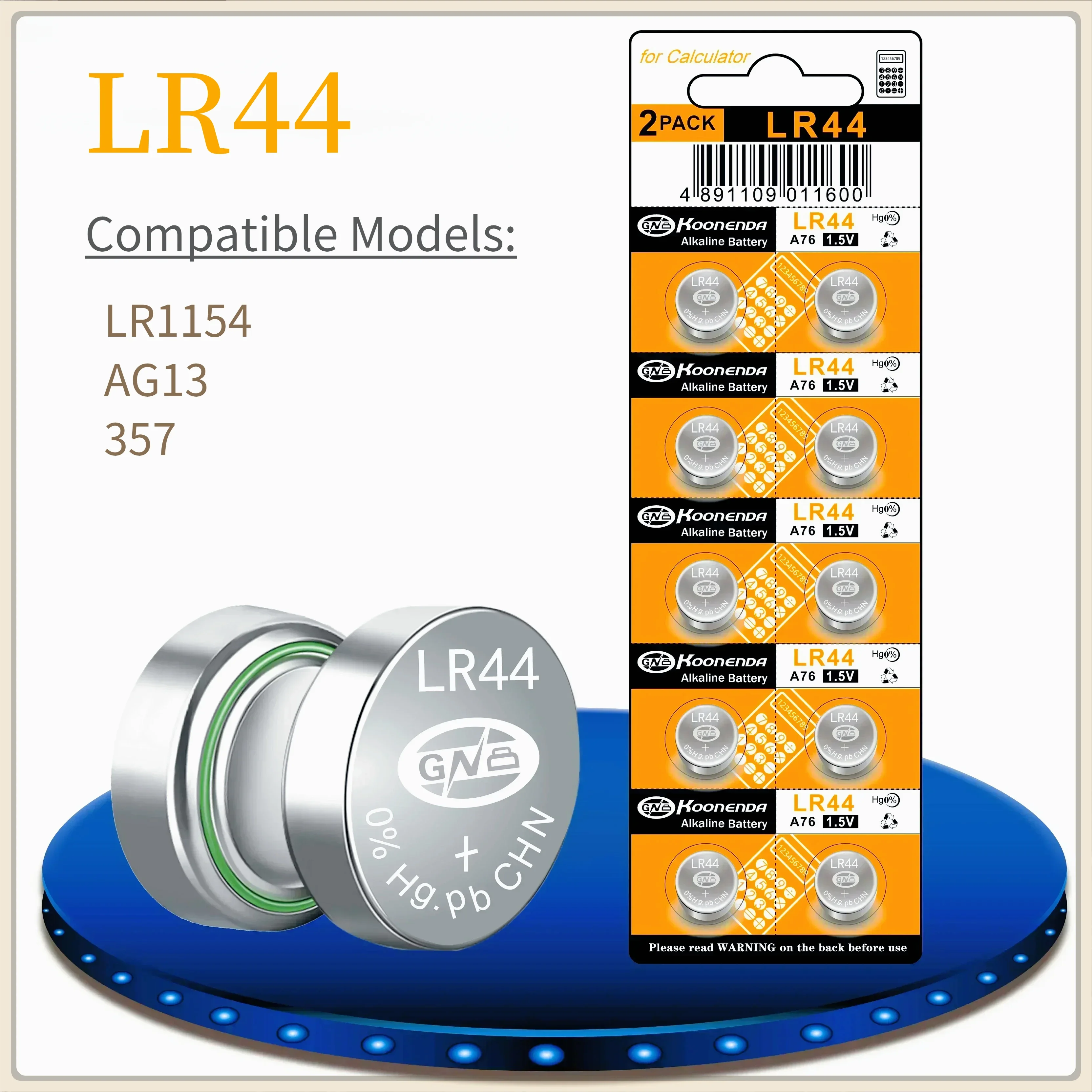 

1.55V button battery, AG13 alkaline button electronics, LR44 button electronics, lr1154， Suitable for LED lights and toys14#