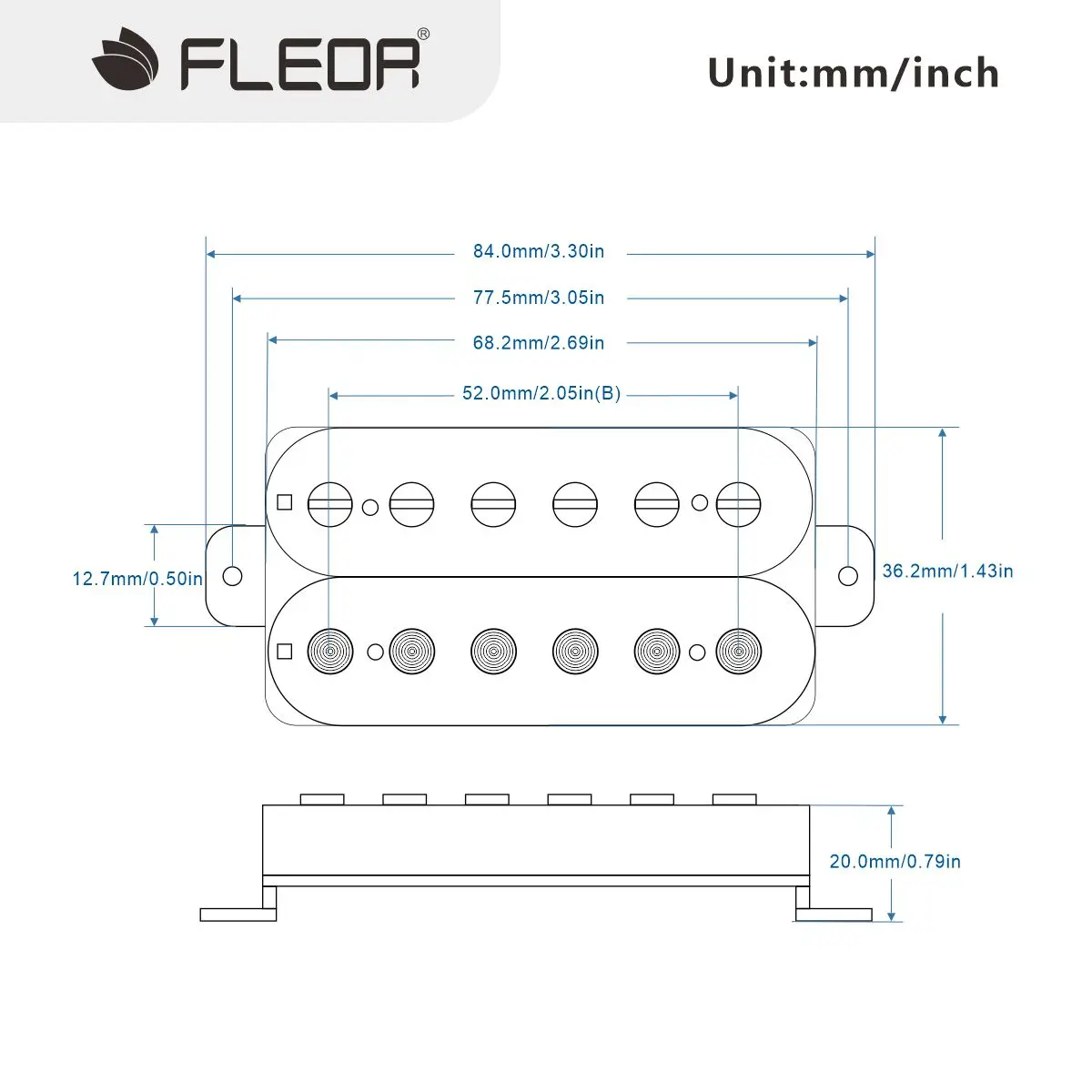 FLEOR Electric Guitar Alnico 5 Humbucker Pickup 14K Guitar Bridge Pickup Black