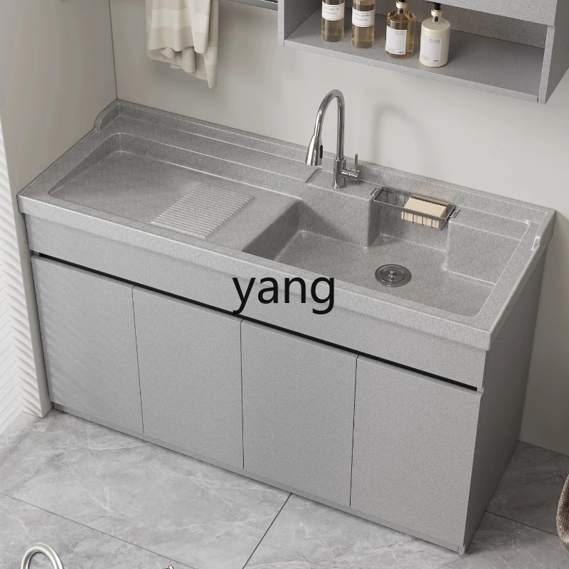

yhm Laundry Sink with Slanted Washboard Bathroom Cabinet