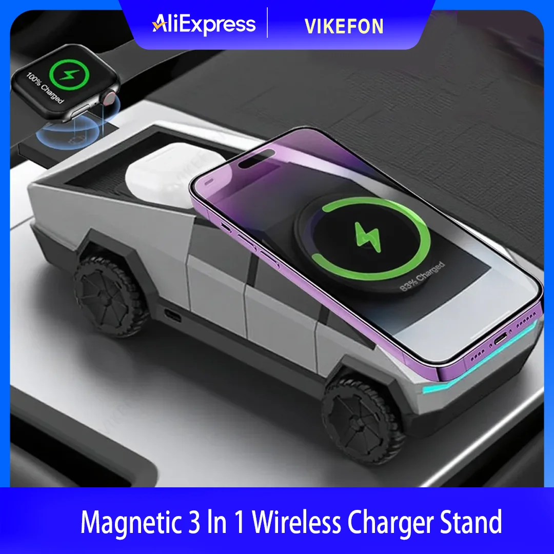 

Магнитное беспроводное зарядное устройство 3 в 1, автомобильная подставка для телефона Magsafe iPhone 12 13 14 15 16 Apple Watch 10 ~ 2 SE AirPods Pro, быстрая зарядка