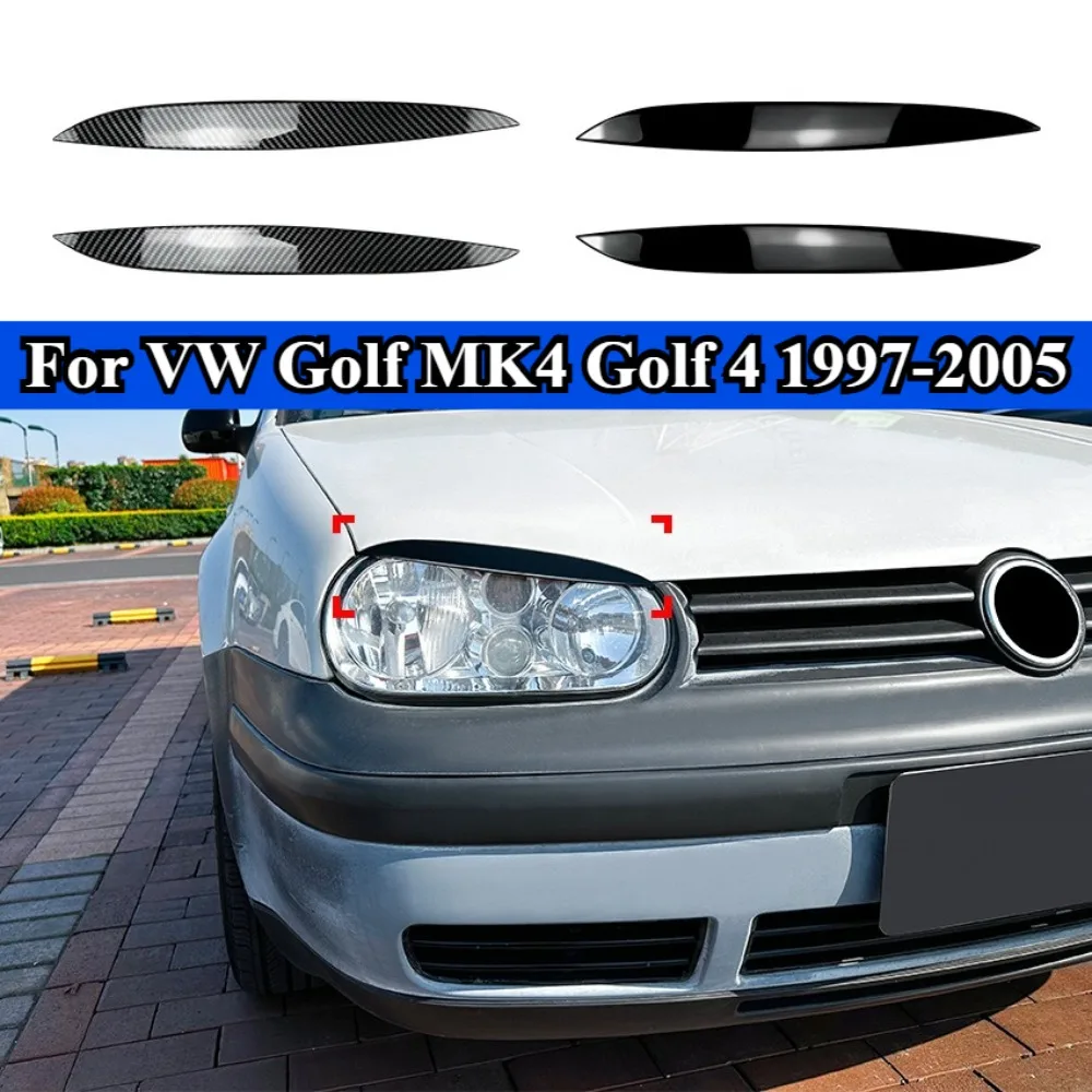 

For VW Golf MK4 Golf 4 1997-2005 2Pcs ABS Glossy Black Headlight Eyebrow Eyelids Headlamp Cover Trim Tuning Accessories Body Kit