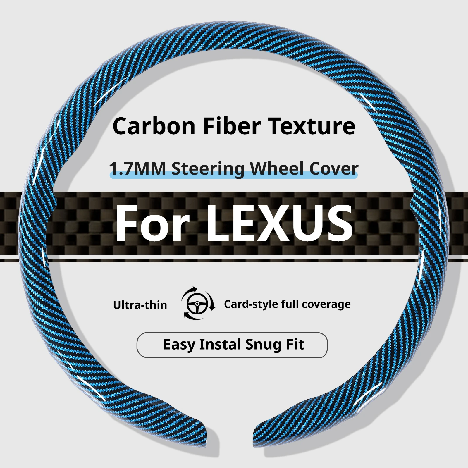 For LEXUS Steering Wheel Cover Ultra-Thin Carbon Fiber Texture Fits RX LX ES GS300h ES300h ES330 ES350 NX300h IS300 RX300 IS250