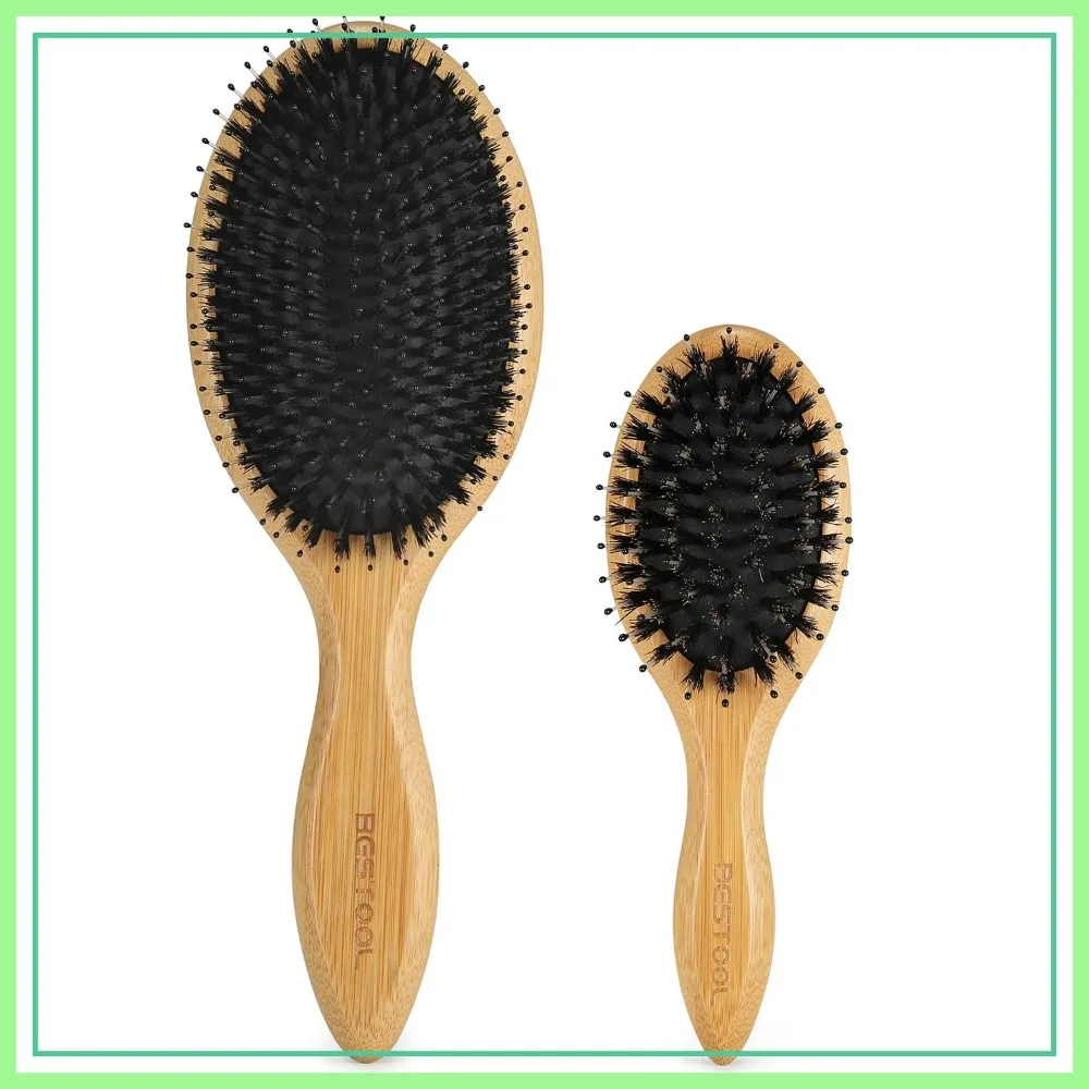 

BESTOOL Boar Bristle Hair Brush, Regular & Small, for Detangling, Soften & Silky Shine, Women Men Thick Fine Curly Hair