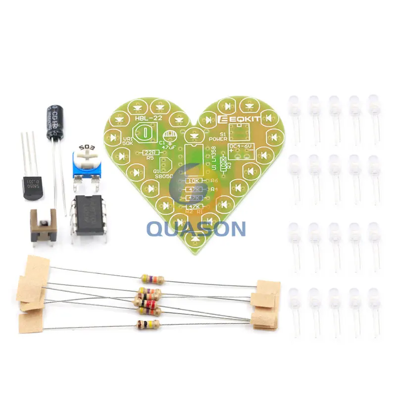 DIY Kit Heart Shape Breathing Lamp Kit DC 4V-6V Breathing LED Suite Red White Blue Green DIY Electronic Production for Learning