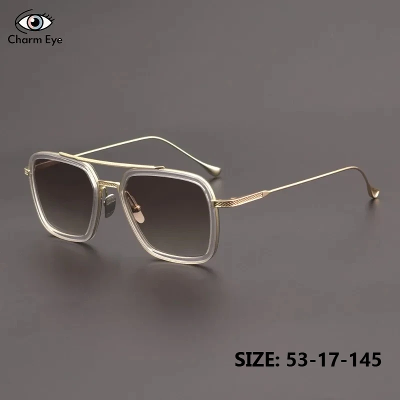 

Новые мужские солнцезащитные очки 2026 года, высококачественные, квадратные, из чистого титана, с двойной дужкой, золотые, UV400, для активного отдыха, классические, с большой оправой