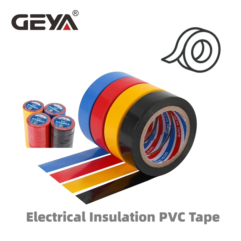 GEYA-Cinta de aislamiento eléctrico, cinta impermeable de PVC, ultraadhesiva, Color negro, rojo, azul y amarillo, 1 rollo de 10 metros