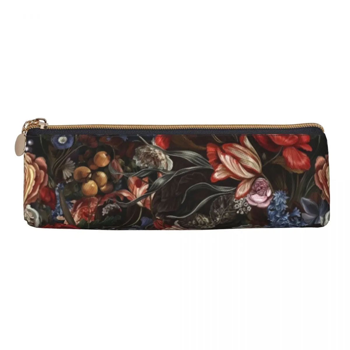 Vintage Baroque Floral Pencil Case Flowers PU Leather Pencil Pouch Child Cool College School Pencil Cases Stationery Organizer