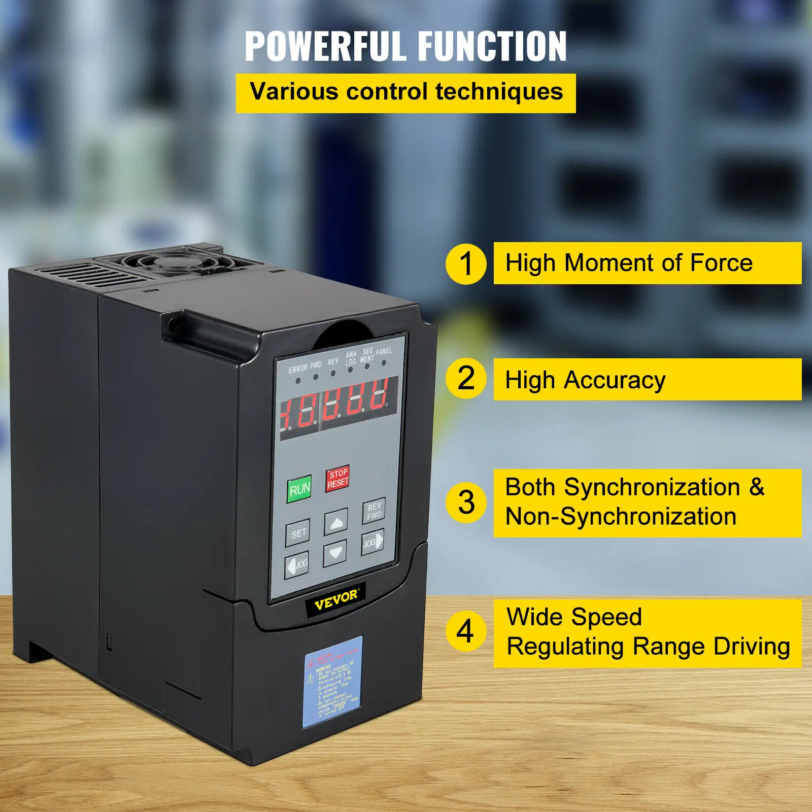 VEVOR Convertisseur d\'entraînement à fréquence Variable VFD 1.5/2.2/3.0/4.0/5.5/7.5KW AC 220V 3P contrôleur de vitesse de sortie pour moteur CNC