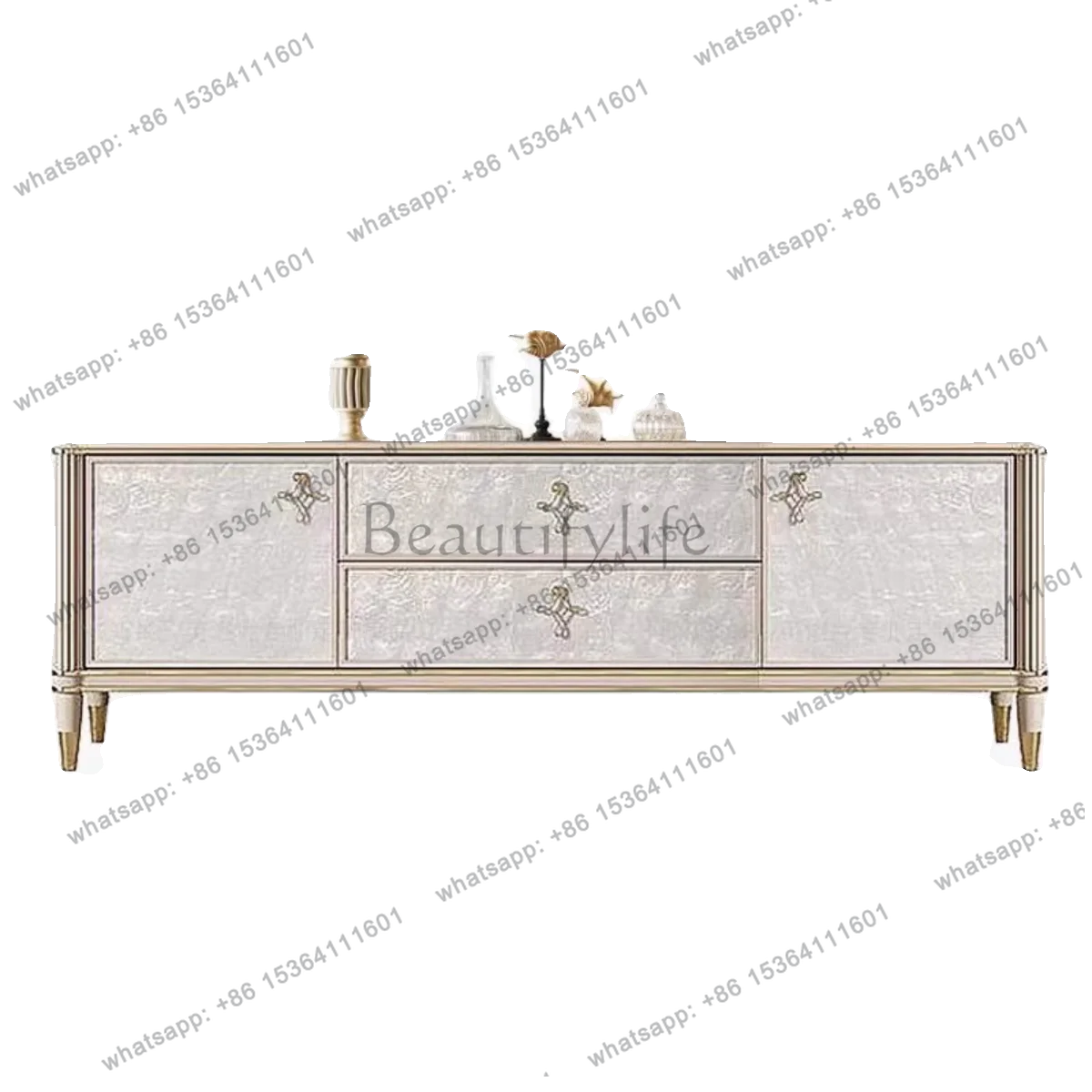 

American light luxury solid wood TV cabinet coffee table small apartment household floor cabinet modern simple living room