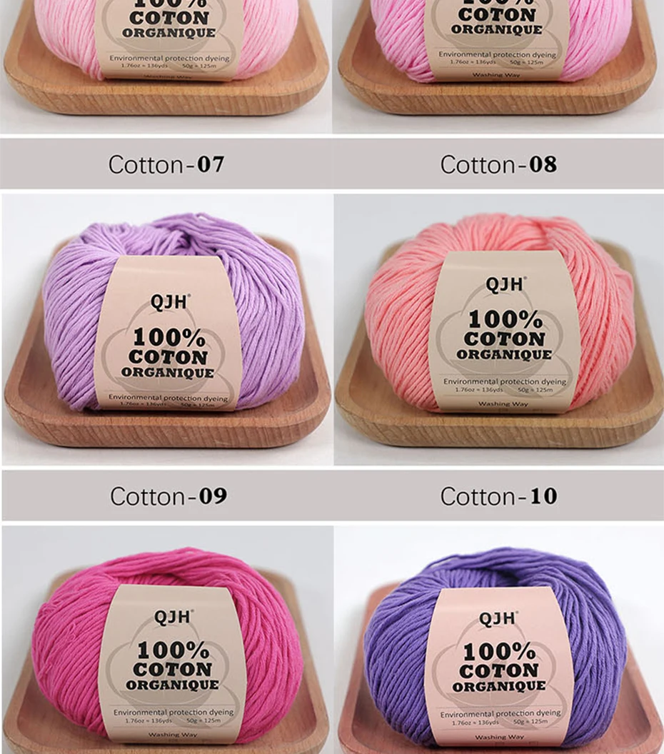 3 Stück 100% Bio-Baumwollgarn, maschinenwaschbar, für Erwachsene und Babys, für Pullover/Handschuhe/Schals/Mützen usw. 50 Gramm (1,76 Unzen) 125 Meter (136 Yards) – Detail 17