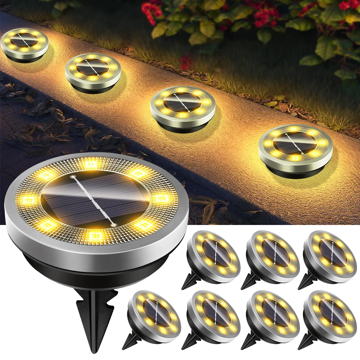 Solar Lights Outdoor Waterproof Auto On/off Solar Lights for Outside Solar Garden Lights Landscape Lighting for Patio Pathway