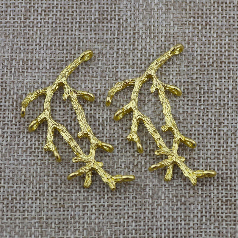 4 Pieces/Lot 29*47mm Gold Color Branch Leaf Pendant Branch Charm Vintage DIY Accessories For Jewelry Making