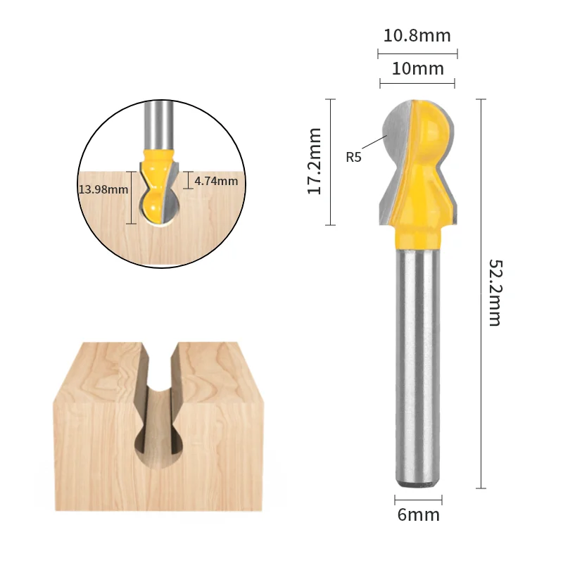 YUSUN 1PC 6MM-12.7MM Shank Horizontal Crown Molding Bits Router Bit Woodworking Milling Cutter For Wood Bit Face Mill
