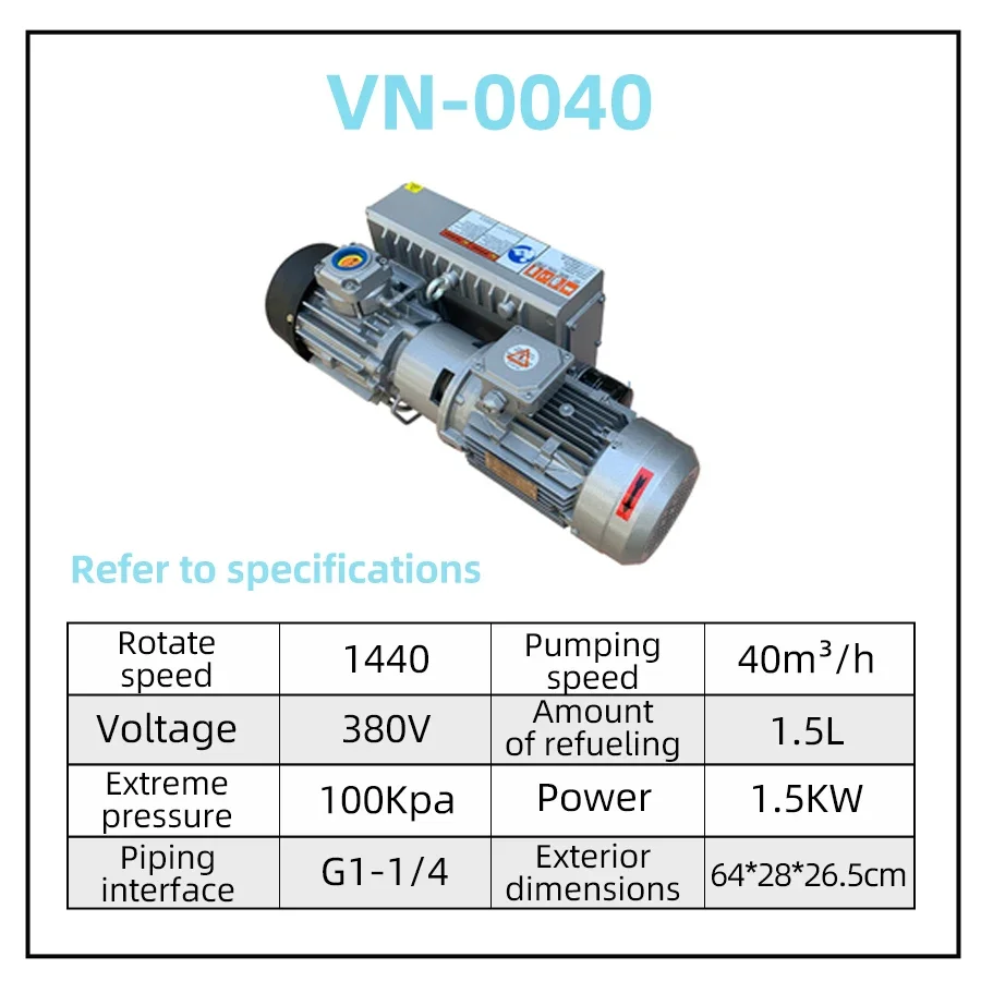 VN-0040 2hp 23CFM Industrial 380v 40 m3/h Rotary Vane Vacuum Pump