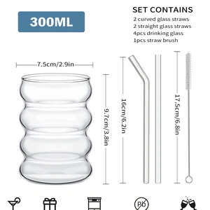 Leeseph 4 PCS Creative Glass Cups Vintage Coffee Mug với kính thẩm mỹ với rơm 12 Bán hàng chính sạch sạch - 8