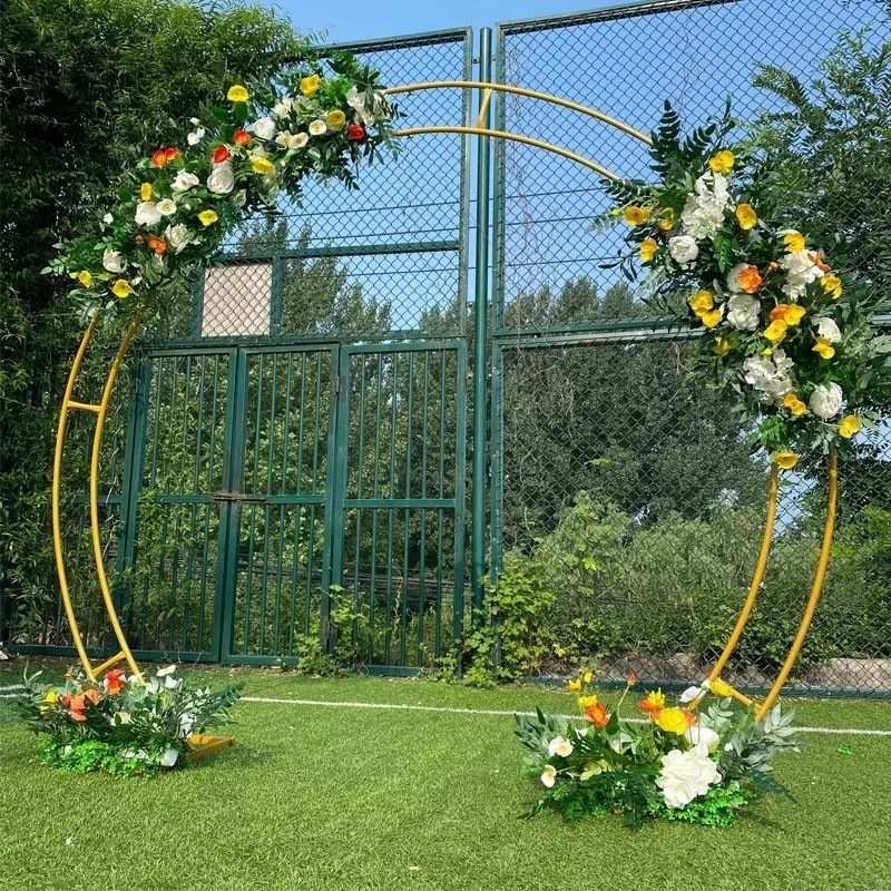 

New Shiny Iron Arch Wedding Outdoor Metal Circle Shelf Artificial Flowers Balloons Props Stand Party Stage Backdrop Frame Decor