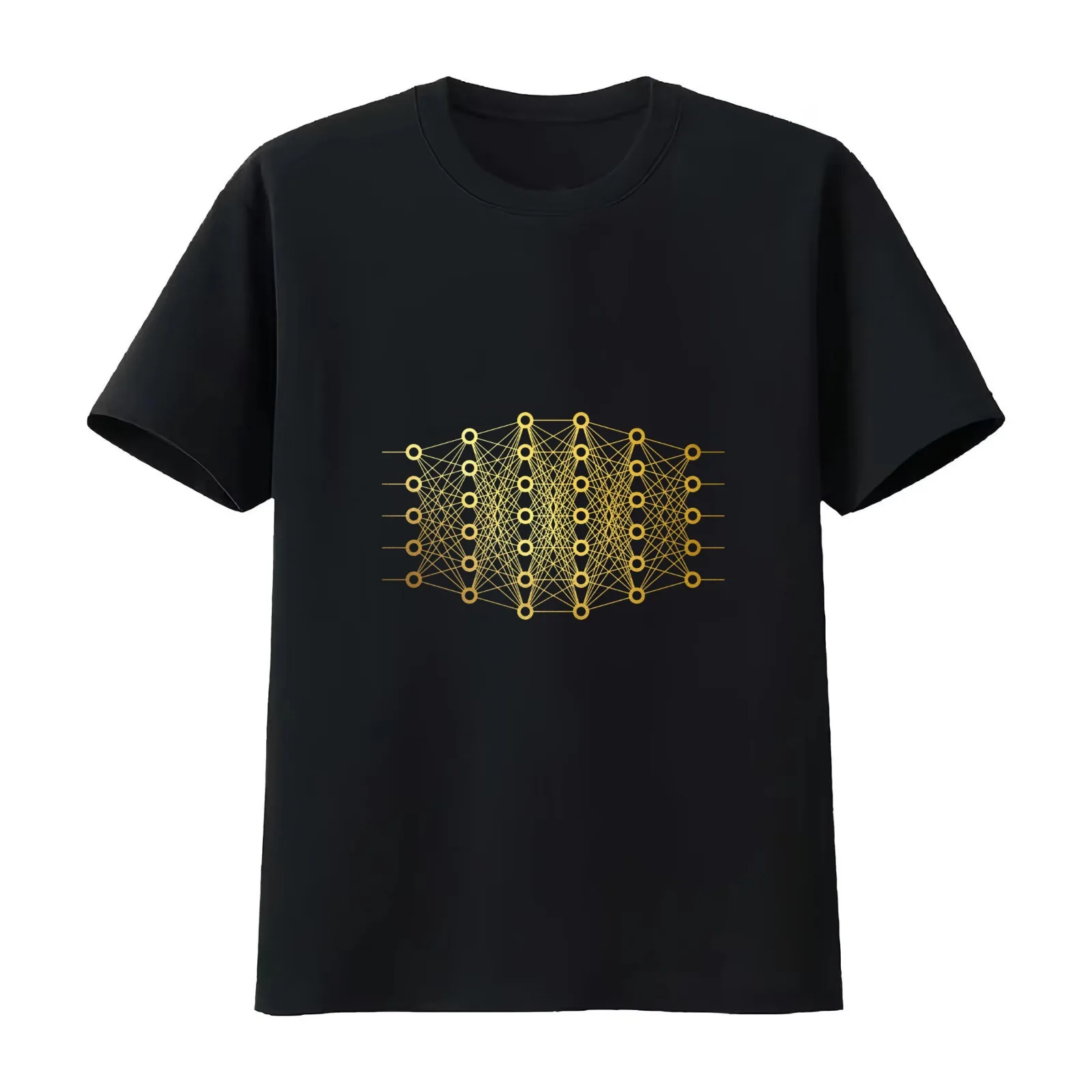 Neural Network T-Shirt Summer Casual Cotton Tee Oversized Streetwear Tops Vintage Graphic Print Loose Fit Short Sleeve
