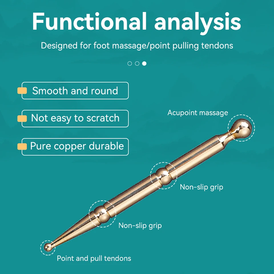 copper gua sha stick facial beauty foot point ear point probe head massage stainless brass steel metal massage tools