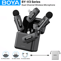 BOYA BY-V3 Wireless Lavalier Microphone for iPhone 15/16 Series Samsung DJI Pocket 3 Type-c Smartphones Cameras Video Recording