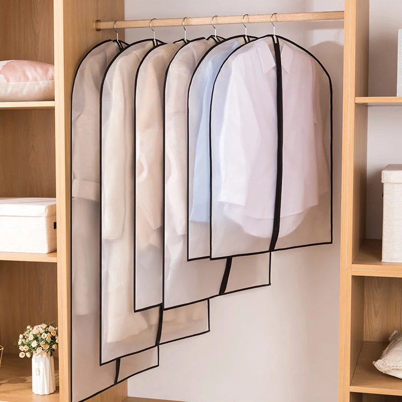 Clothes Hanging Dust Cover Wedding Dress Cover Suit Coat Storage Bag Transparent Fully Enclosed Clothes Cover With Zipper