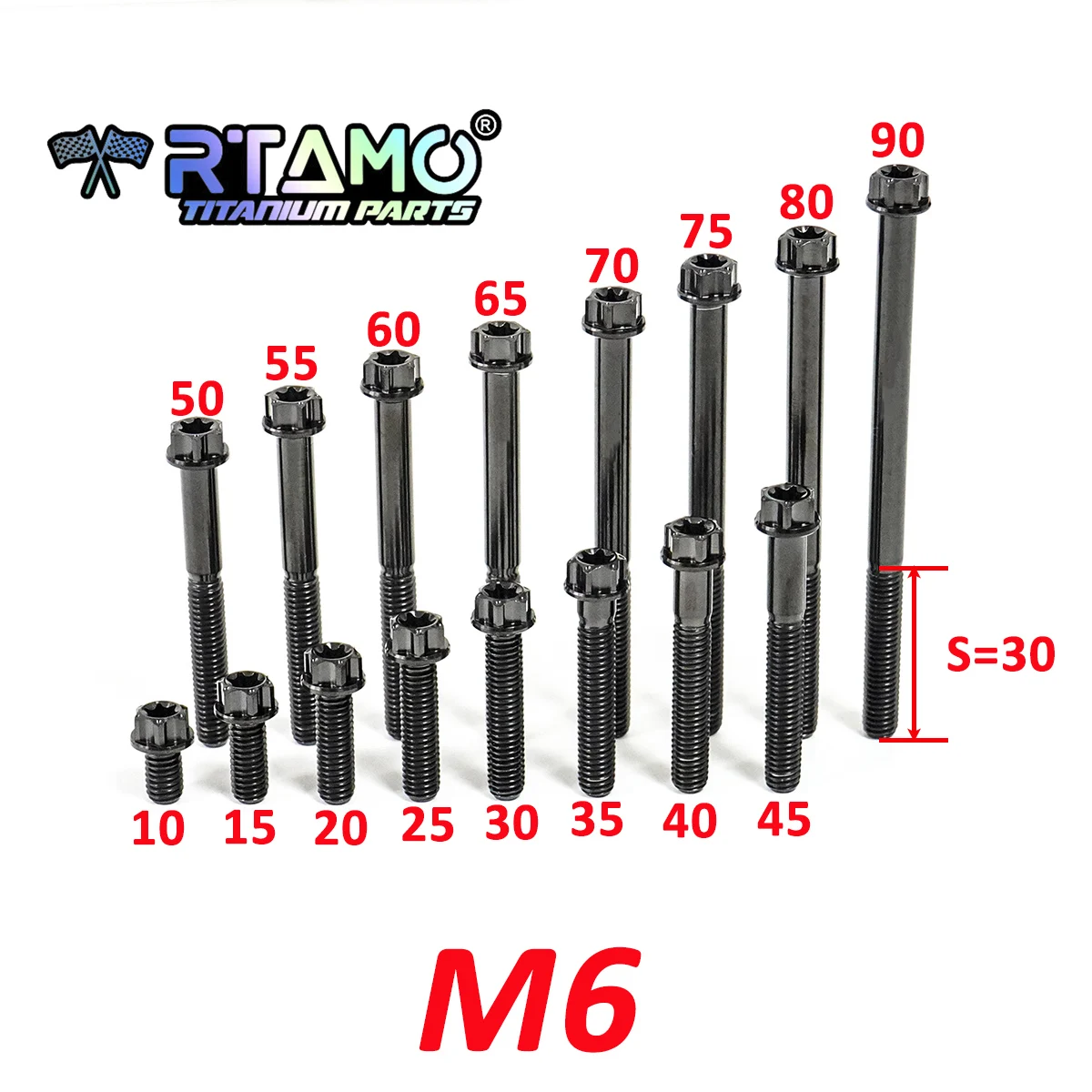 AliExpress RTAMO Titanium Bolt M6X10/15/20/25/30/35/40/45/50/55/60/65/70/75/80/90mm Torx Head for Motorcycle Bike Modified Screw (1pc)