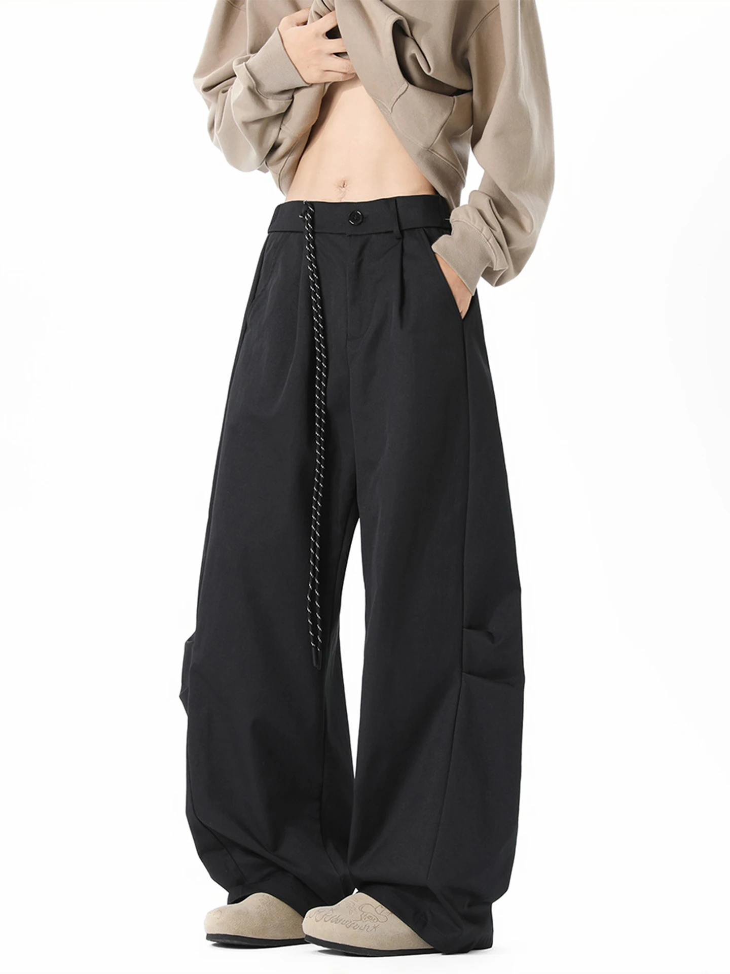 

Американские повседневные мужские свободные брюки прямого кроя, зимние модные брендовые брюки с широкими штанинами, ретро-стиль