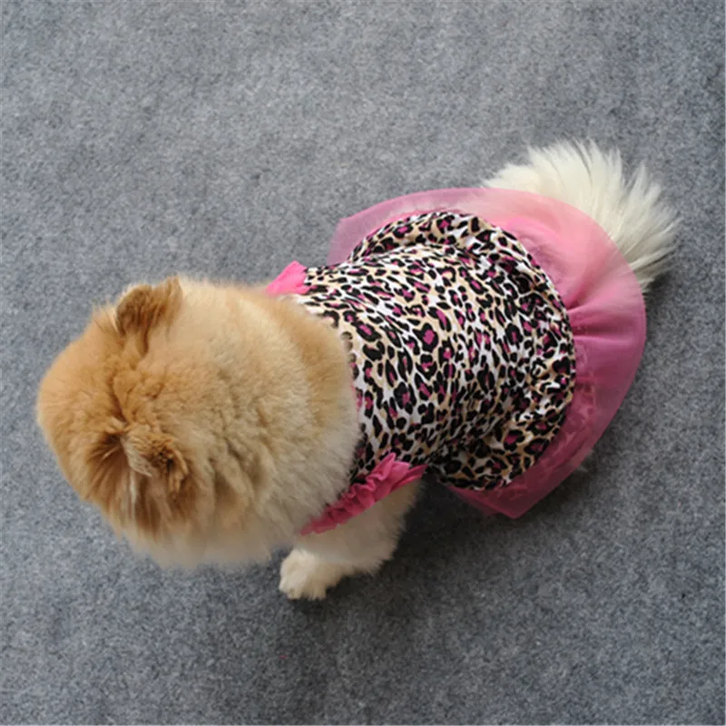 Qqpets Dog Pet Cat Pet Dog Apparel Cute Leopard Dress Summer Clothes Puppy Small Pet clothes Small Chest Dog