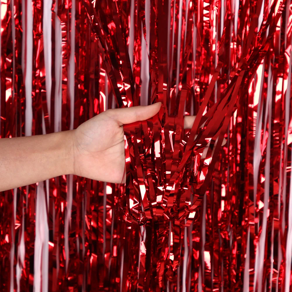 Metallic klatergoud folie franje gordijnen foto achtergrond glitter streamers folie franje achtergrond gordijn voor kerst bruiloft achtergrond