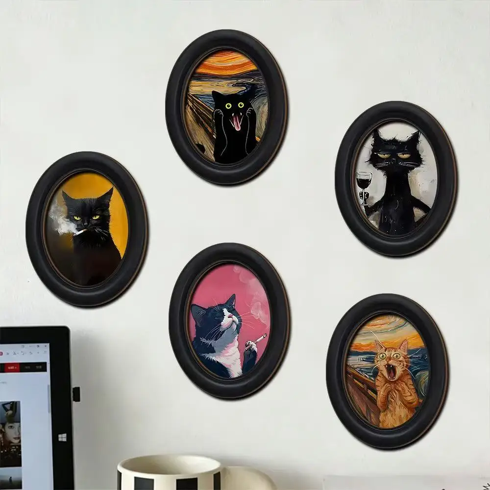 Whimsical patterns, framed decorative art with lively and humorous expressions