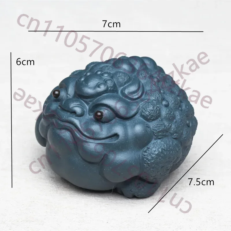 Chinese Yixing Purple Clay Tea Pet Lucky Golden Toad Tea Figurine Ornaments